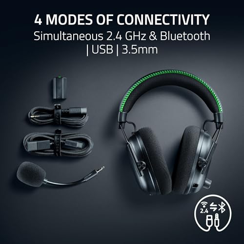 Image of Razer BlackShark V3 Pro Wireless ANC Gaming Headset for Xbox: Full Band Mic - 50mm Drivers - 2.4 GHz, Bluetooth, USB, 3.5mm - Works with PC, Mac, PS5, Nintendo Switch - Long Battery Life - Black