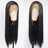 Itimay Long Straight Hair Black Color Wigs Glueless Heat Resistant Synthetic Lace Front Wigs for...
