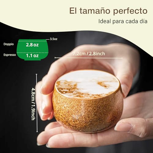 Miniatura 4 de Ondacore Set De Tazas De Espresso 4x80ml, Hechas De Gres Artesanal Sin Asa, Cerámica Apta Para Lavavajillas, Ideal Para Espresso, Moka O Té, Regalo Para Amantes Del Café