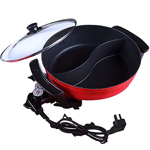 仕切り付き電気鍋、しゃぶしゃぶ2味体験用電気鍋、家族パーティー用ノンスティック無煙陰陽鍋