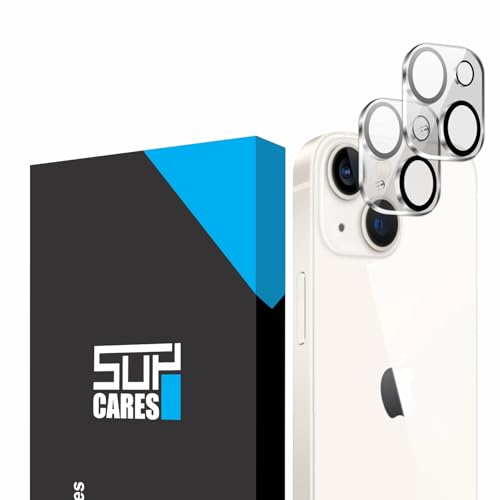Image of SupCares Premium Camera Lens Protector Tempered Glass Compatible For iPhone 14 and iPhone 14 Plus With Installation Kit | Edge to Edge Coverage | Transparent | Pack of 2