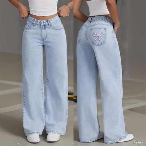 Girls Teen Baggy Jeans Wide Leg Casual High Waisted Denim Pants Kids Vintage Streetwear Versatile Loose Trousers2