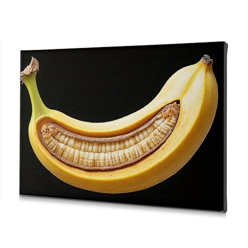 Toile décorative banane coupée en deux structure interne pour habiller un mur vide