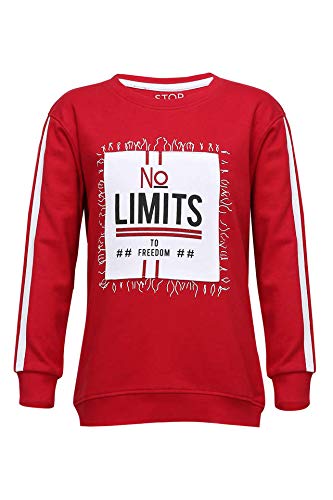 STOP to start Boys Casual Synthetic Sweatshirt (206213343_Red_Size 08)
