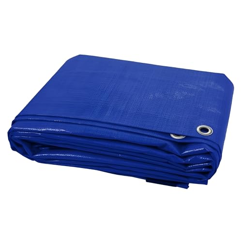 Blue Tarpaulin Waterproof Cover 0.9 x 1 m - Mould Proof & UV Resistant PE Groundsheet with Eyelets, Plastic Tarp Sheet for Camping, Garden Furniture, Car, Log Store, DIY and Outdoor Protection