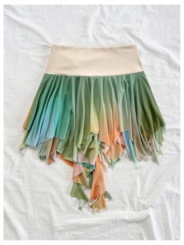 Women's Ombre Mini Skirt Y2k Ruched A Line Asymmetrical Short Skirts Vacation Outfit2