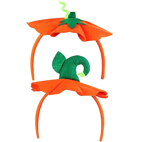Beavorty 2Pcs Halloween Pumpkin Headband Cloth Hairband Pumpkin Hat Hair Bands Dress Up Headband Party Head Band for Halloween and Party