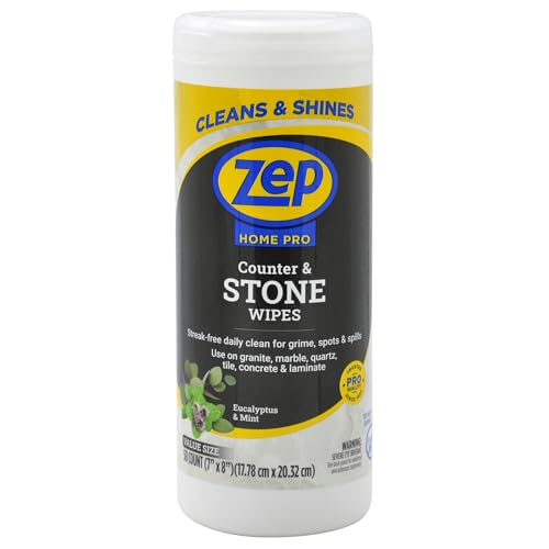 Zep Home Pro Counter & Stone Wipes 50 count - R59212 - Streak-free daily clean for grime spots and spills