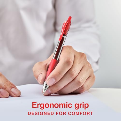 Image of STAPLES Retractable Gel Pens, Bold Point 1.0mm, Red Ink, 12 Pack - ProGel Smooth‑Flow Pens for Editing, Forms & Signatures