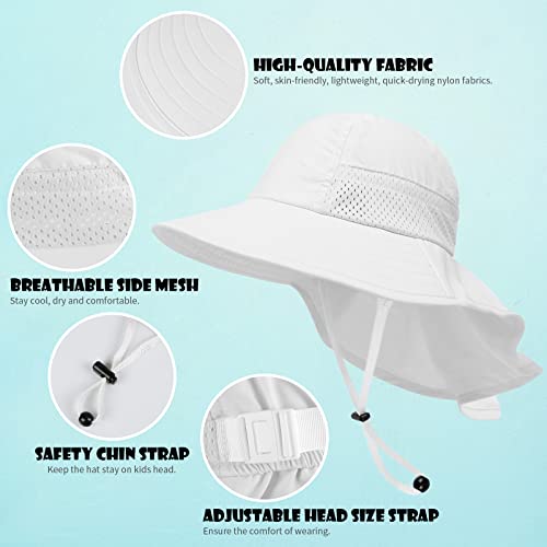 Image of Toddler Baby Sun Hat Kids Summer Beach Essentials Adjustable Beach Hats with Bucket Wide Brim for Boys Girls Age 0-14 Years
