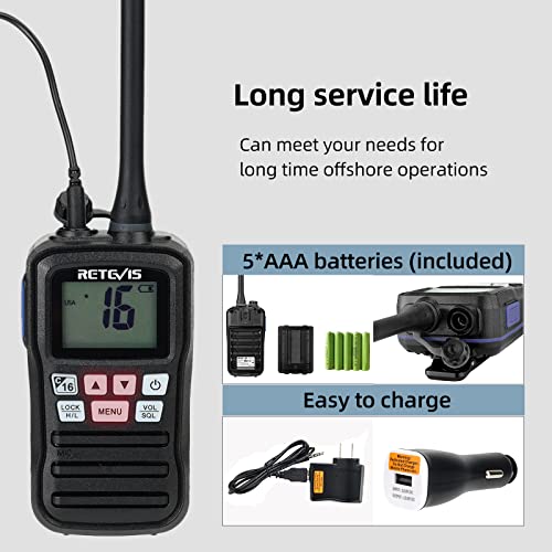 Retevis RM01 VHF Marine Radio, VHF Handheld Radio, Floating Vibration 88 Channels, IP67 Walkie Talkie Waterproof - Image 3