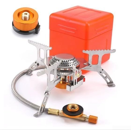 Estufa portátil de 3500 W para exteriores con diseño de quemador a prueba de viento, control de llama ajustable y base de trípode estable para viajes de campamento prolongados (1)