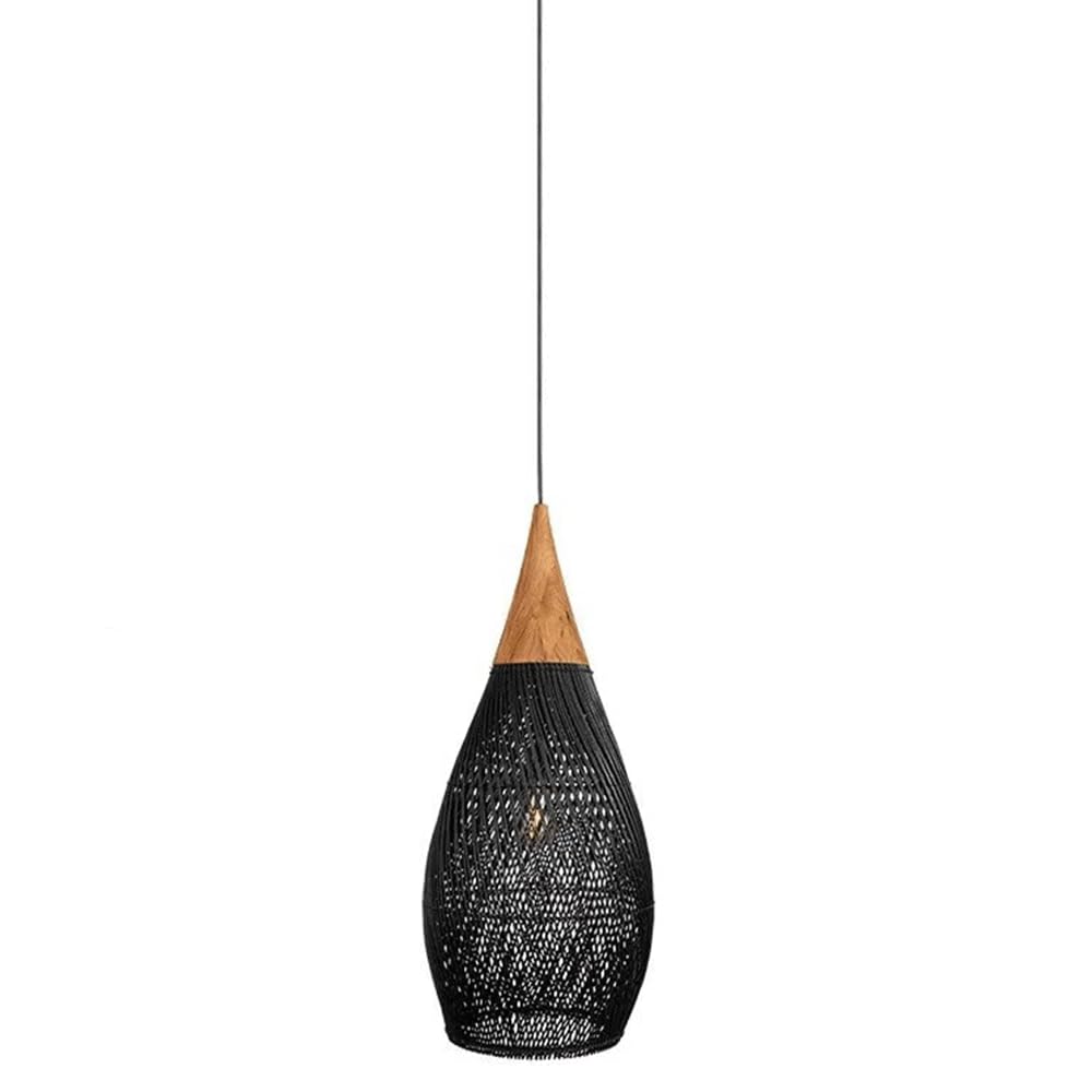 LYMSXAZOU Rattan Coastal Pendant Light Hand-Woven Boho Fixture E27 Vintage Ceiling Lamp Lighting Fixtures Dome Lampshade Rustic Lights for Living Room Bedroom Restaurant Cafe Teahouse