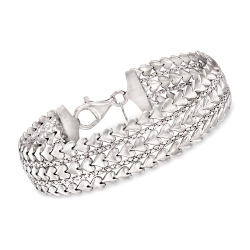 Ross-Simons Italian Sterling Silver Multi-Row Heart Bracelet