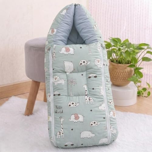 Image of VoiDrop 3 in 1 Baby Sleeping Bag /Baby Bedding Set for New Born, Baby Bed for New Born /Very Soft & Comfortable 0-12 Months /Foldable & Washable Cotton-Green Desgin
