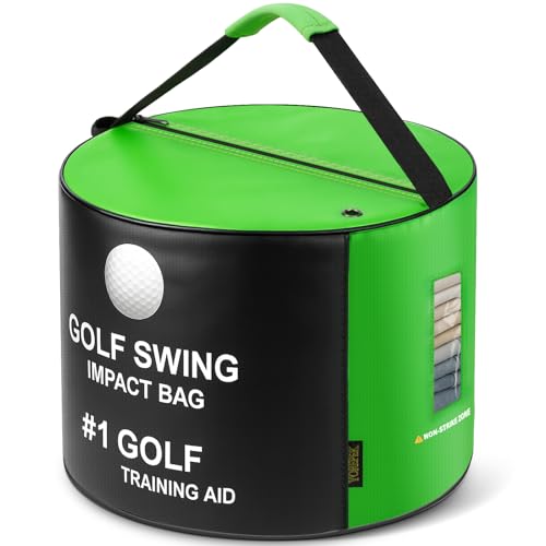 YOREPEK Bolsa de impacto de golfe para prática, bolsa de golfe durável para treinamento de swing com grande alvo impresso, auxílio de treinamento de golfe para homens, uso interno e externo em casa