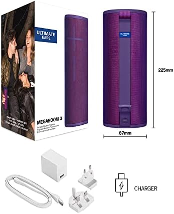 Ultimate Ears MEGABOOM 3 Wireless Bluetooth Speaker (Powerful Sound + Thundering Bass, Bluetooth, Magic Button, Waterproof, Battery 20 hours, Range 45 m) - Ultraviolet Purple