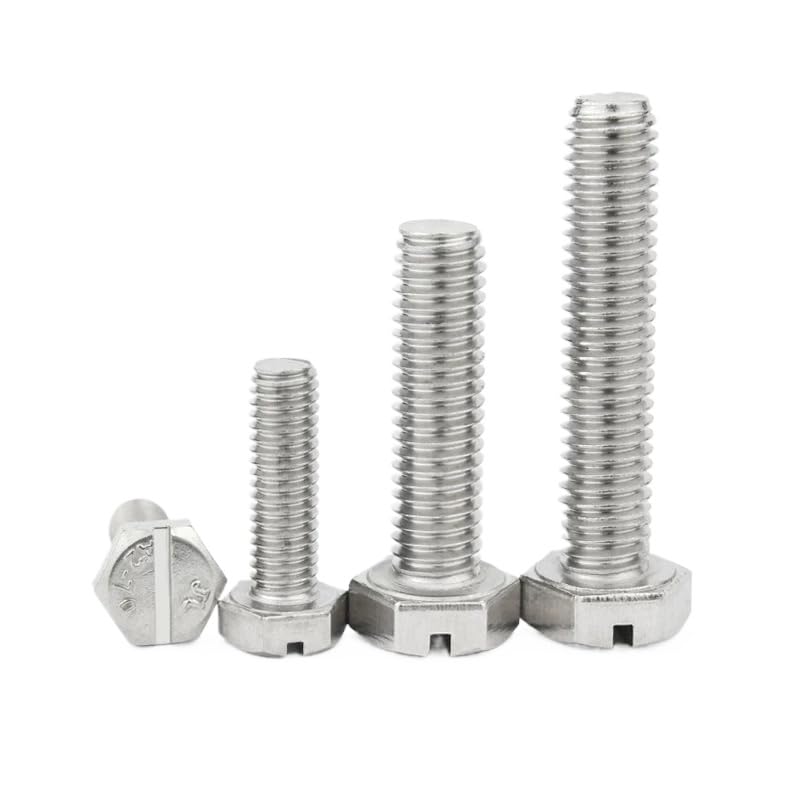 SS304 Stainless Steel Hexagon Bolts with Slot On Head M4 M5 M6 M8 M10 (100,M6 x 16mm)