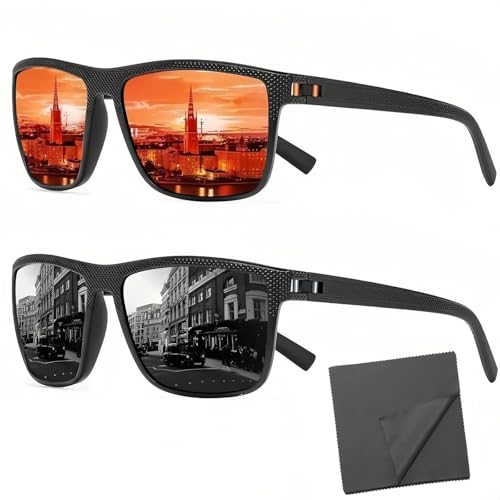 Rétro Style Lunettes de Soleil Polarisées,Lunettes de Soleil pour Golf,Conduite,Pêche,Sports de Plein Air pour Homme et Femmes,Objectifs Haute Définition,UV Protection,2 pièces Rétro Style Lunettes de Soleil Polarisées,Lunettes de Soleil pour Golf,Conduite,Pêche,Sports de Plein Air pour Homme et Femmes,Objectifs Haute Définition,UV Protection,2 pièces