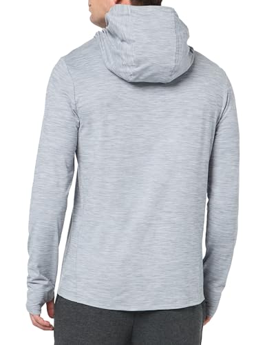 Amazon Essentials Camiseta Deportiva y Elástica de Secado Rápido y Manga Larga con Capucha Hombre, Gris Claro Teñido Multicolor, M