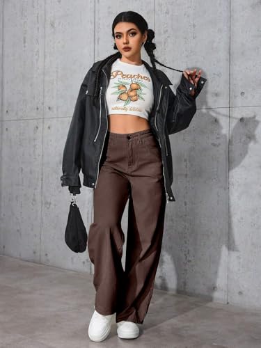 Image of Women's Off-White High Waist Denim Jeans | Straight, Relaxed, Wide Leg & Baggy Fit | High Rise Loose Oversized Denim Pants for Women | Comfortable Casual Everyday Wear | Oversized Woman baggys