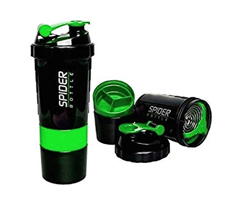 Image of Protein Shaker Bottle / 100% Leakproof Guarantee Sipper Bottle Ideal for Protein Shaker Bottle / 500ml with 2 Storage Compartment Cup for Gym, Yoga, Hiking, Cycling, BPA Free Material.(Green)