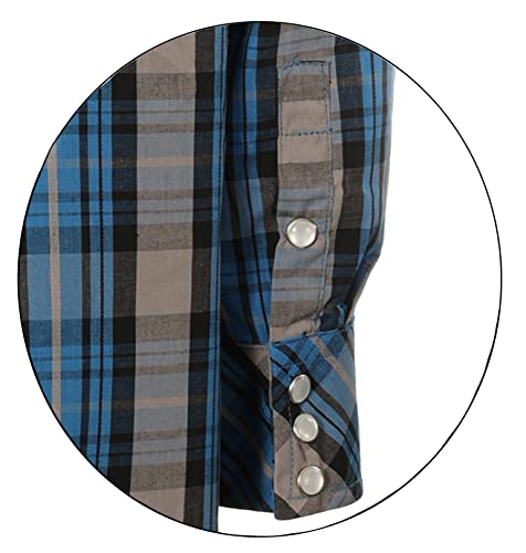 Image of Gioberti Boys Casual Western Plaid Long Sleeve Pearl Snaps Shirt