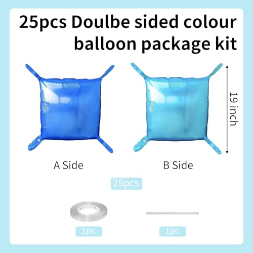 Image of Metallic Navy Blue and Pearl Blue Double Sided Square Foil Balloons Wall,19 Inches Blue Chrome Foil Balloons Tunnel Arch Kit for Bachelorette,Anniversary,Wedding,Birthday Party Background Decoration
