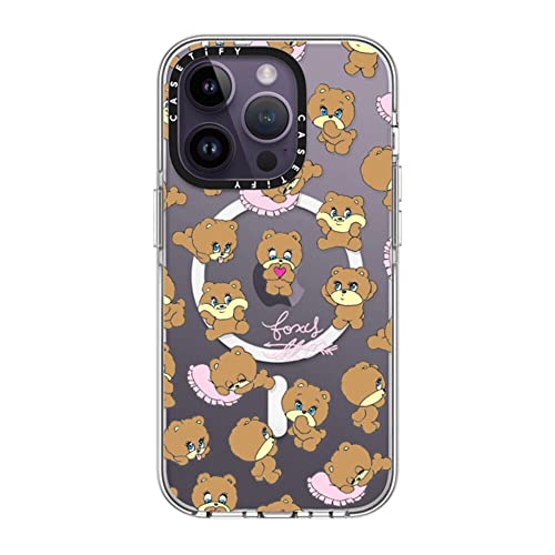 CASETiFY �N���A iPhone 14 Pro �P�[�X [���΂݂ɂ����f��/2m����̗����������N���A/MagSafe �ɑΉ�] - Bears by foxy illustrations