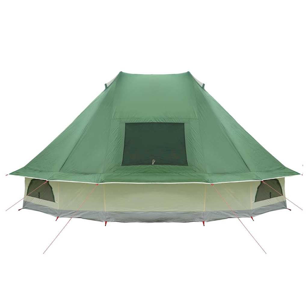 Tipi Namiot rodzinny Taffetas 466 x 310 x 240 cm z zielonym dachem, portem E i hakiem wiszącym na taras, kemping