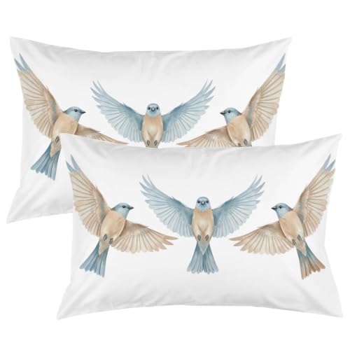 ARIGHTEX Bird Pillowcase Watercolor Bluebird Design Nature Bedding Set