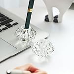 QFkris 2-Packs Crystal Fountain Pen Stand Glass Feather Pen Holder Crystal Pen & Pencil Holder Base for Office Desk Desktop Decoration Toothbrush Stand Gift for Students Teachers(2.2inch) - Image 4