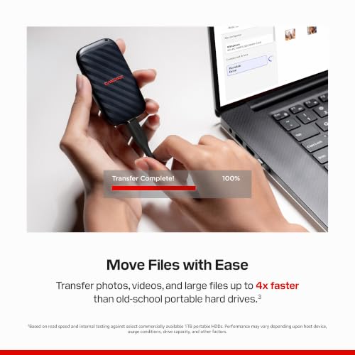 Sandisk 1TB Portable Drive, Up to 600MB/s Read Speeds - Black - image 3