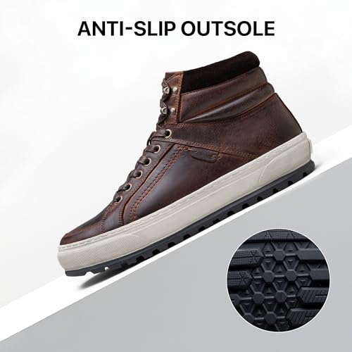 Image of Jousen Mens Casual Shoes Premium Leather Side Zipper High Top Boots Fashion Sneakers for Men
