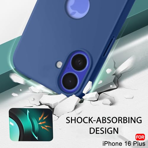 Image of TheGiftKart Liquid Silicone Back Cover Case for iPhone 16 Plus | Soft Micro-Fibre Lining Inside | Camera & Screen Protection | Shockproof Back Cover for iPhone 16 Plus (Silicone, Blue)