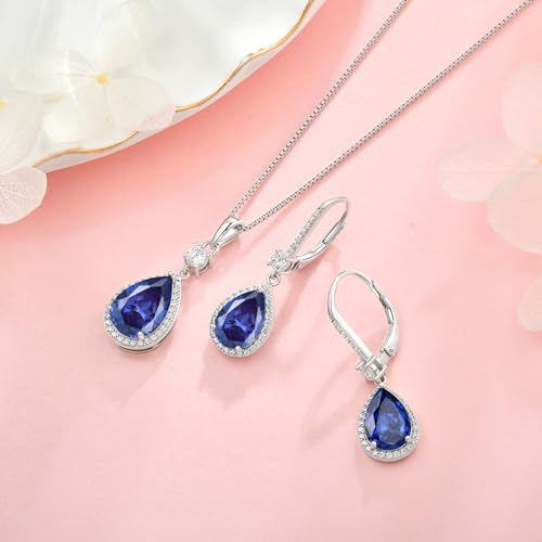 Teardrop Birthstone Necklace for Women 925 Sterling Silver 5A Cubic Zircon Pear Pendant Jewelry Anniversary Birthday Christmas Gifts for Her4