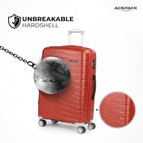 Image of ACEPACK by Verage - STARLINK Unbreakable Hard Side Polypropylene Luggage Medium Check in 74L |Lightweight Suitcase Set with 360 Silent Spinner Wheels, Number Lock, Telescopic Handle & 3 Year Warranty