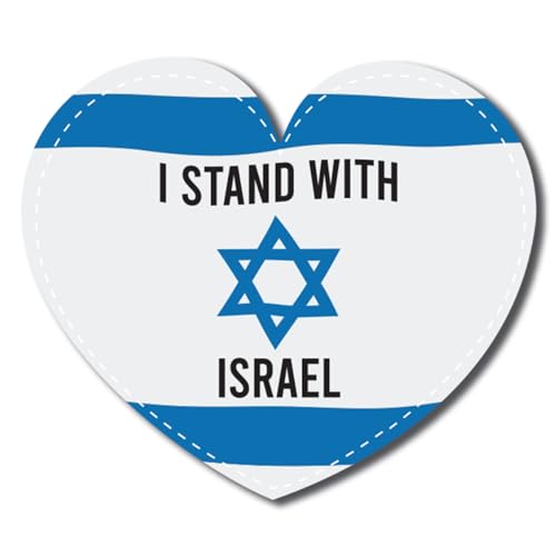 Image of Magnet Me Up I Stand with Israel, Israeli Support Flag Heart Magnet Decal, 5x4 Inches, Heavy Duty Automotive Magnet for Car Truck SUV Or Any Magnetic Surface