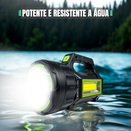 Lanterna LED Tática com 7 Modos, 100000 Lúmens, Longo Alcance 500m, Recarregável USB e Solar, Power