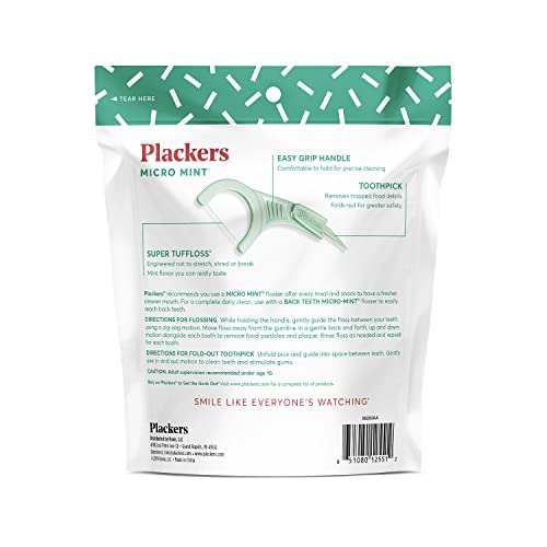 image for Plackers Micro Mint Dental Flossers, Fresh Mint Flavor, Fold-Out Tooth