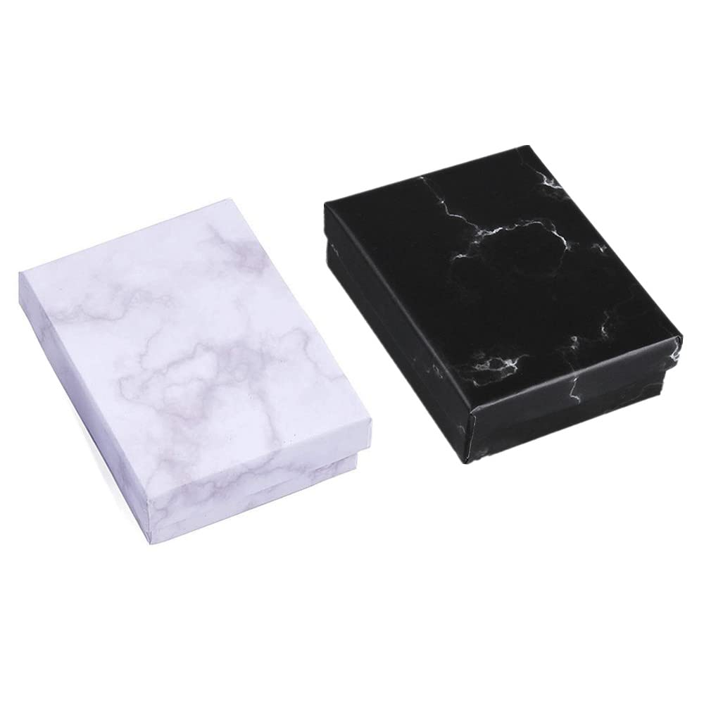 Trixes Black & White Marble Gift Box X16 Jewellery Box - Square Set Cardboard Gift Display - Gifting For Weddings, Christenings, Parties, Christmas And Much More