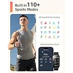 Parsonver 5ATM Waterproof Fitness Tracker, Swimming Smart Watch with Step Counter, Stopwatch, Pedometer, 24/7 Heart Rate/Blood Oxygen/Sleep Monitor, 110+ Sport Modes Fitness watch for Women Men, Black - Image 3