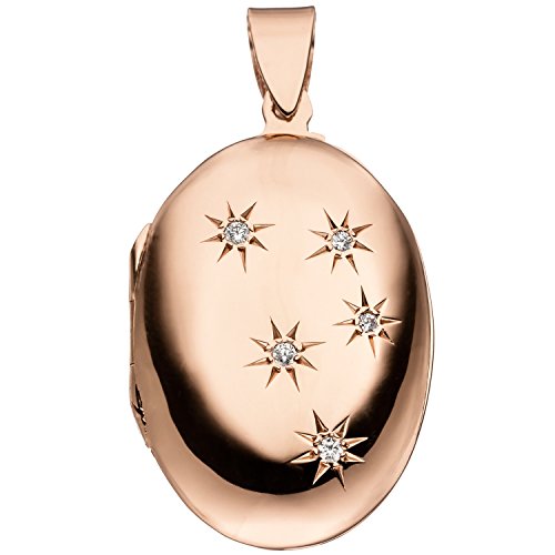 Jobo Damen-Medaillon aus 925 Sterling Silber rosegold vergoldet mit Zirkonia zum Öffnen für 2 Fotos