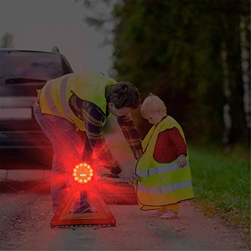 ZGHYBD 6PCS LED Road Flares Flashing Warning Light Emergency Disc Beacon with 9 Flash Modes,Magnetic Base and Hook Storage Bag Roadside Flashing Warning Lights for Car Truck Boats 6pcs