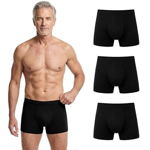 Hellomamma Boxer Incontinence Homme Lavable: Calecon pour Homme Fuite Urinaire – Sous-Vêtements en Coton Absorbants et Réutilisables avec Protection Anti-Fuite 150 ml pour Seniors Lot de 3 Noir L