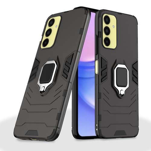 Image of Pikkme Samsung Galaxy A15 5G Back Cover | D5 Tough Armor Bumper | 360 Protection Case | Ring Holder Stand Case for Samsung Galaxy A15 5G (Black)
