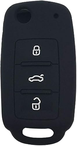 Miniatura 2 de Funda protectora de silicona con 3 botones para llavero VW Volkswagen Jetta GTI Passat Golf Tiguan Touareg Beetle, color negro