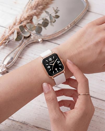 Image of Daniel Hechter Paris Gabrielle Collection Luxury Analog Watch for Women with Square Dial, Date Display and Silicone Strap