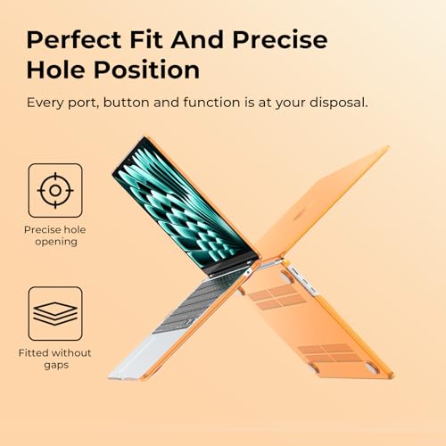 Image of EooCoo Case Compatible with Apple MacBook Air 13 inch M5 M4 M3 M2 2026-2022, Mac Book Air 13.6 inch Hard Shell for A3449 A3240 A3113 A2681,Laptop Protective Plastic Cover Smooth Skin-Crystal Cosmic Orange