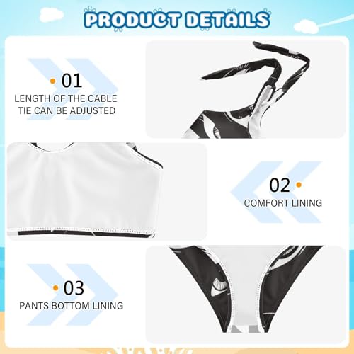 KLL Black and White Evil Eyes Girls' 2 Piece Bikini Set Beach Swimsuits Swimming Suits Adjustable Strap4